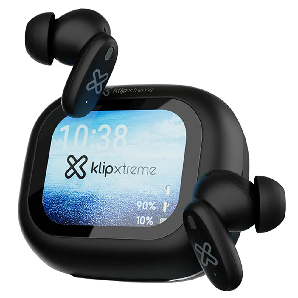 Audífonos Klip Xtreme DynaBuds KTE-800BK inalámbricos negros vistos por separado