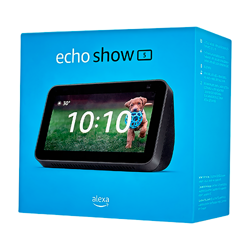 Amazon Echo Show 5 mostrando la hora con tapón físico de cámara