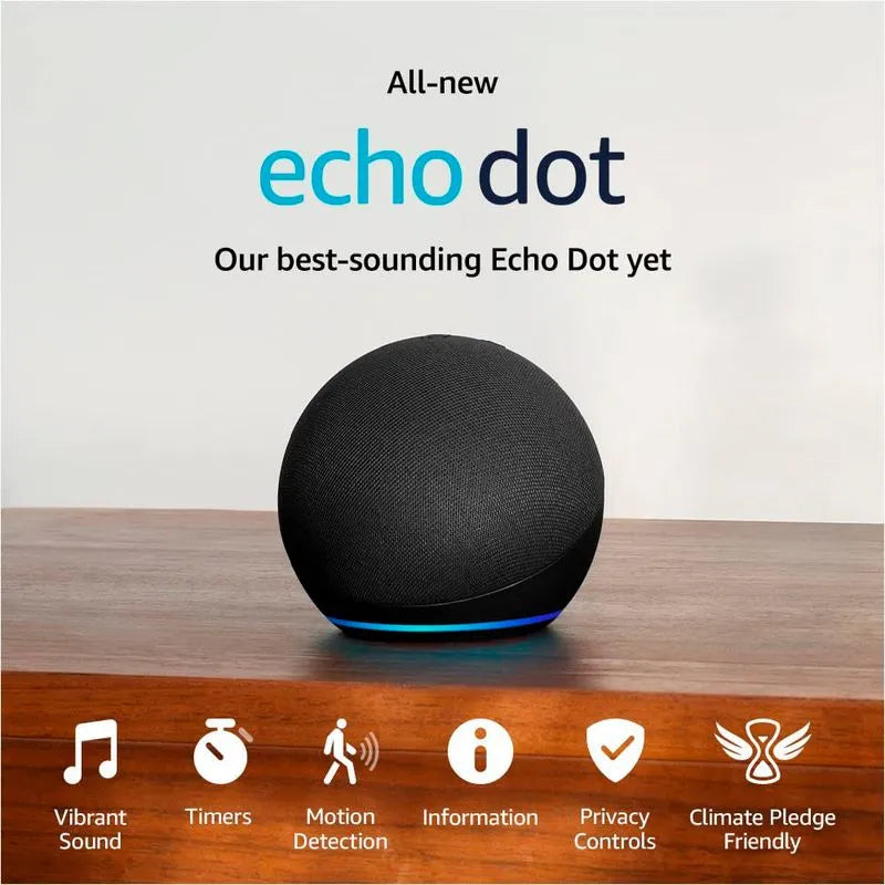 Bocina inteligente Amazon Echo Dot 5ta generación negra con anillo de luz azul