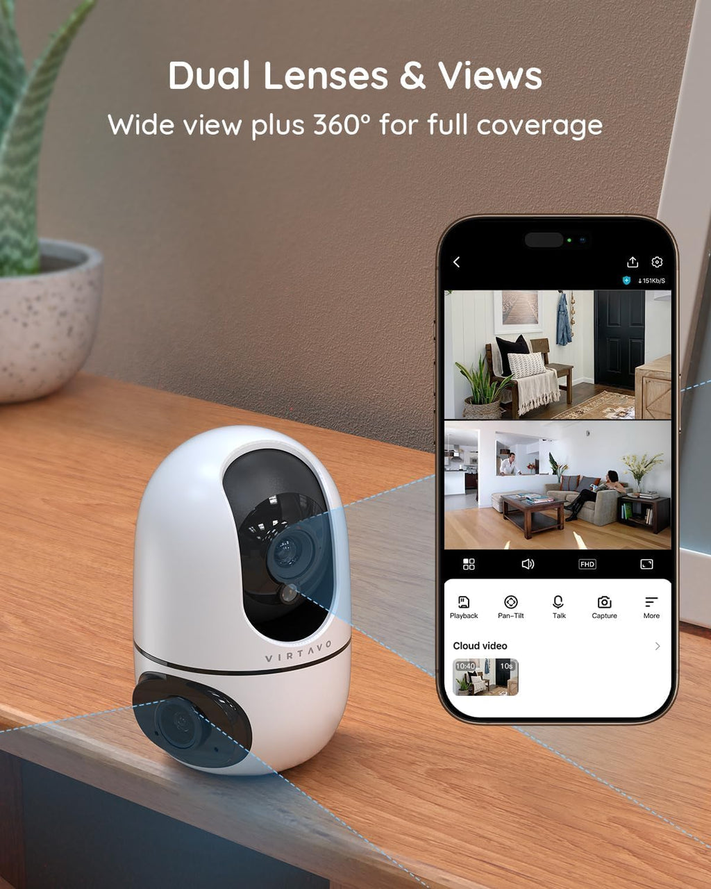 Cámara de Seguridad Interior Virtavo Eggsentry WiFi 1080p