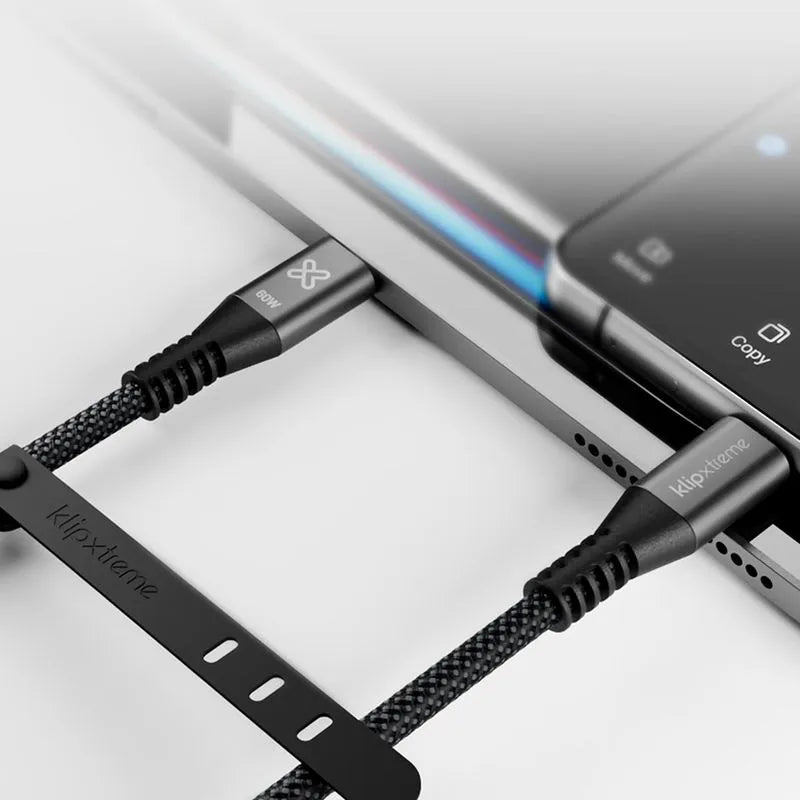 Cable USB-C a USB-C Klipxtreme PowerGo 250 – 60W Carga Rápida 3m Trenzado
