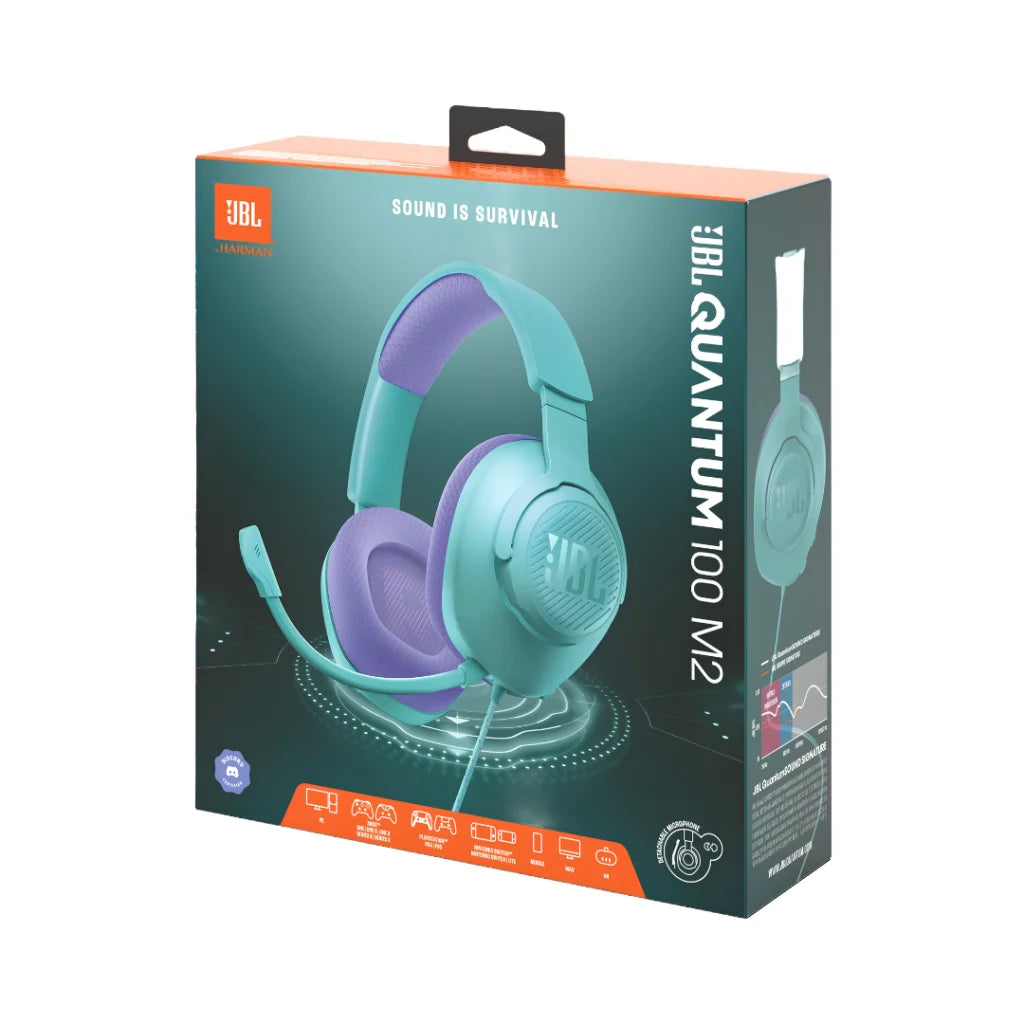 Headset Gamer JBL Quantum 100 M2 – Sonido Envolvente con Micrófono