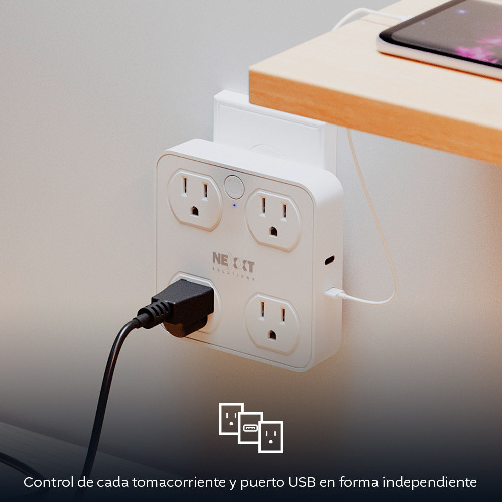 Protector de sobretensión Nexxt NHP-T615 blanco con cuatro tomacorrientes