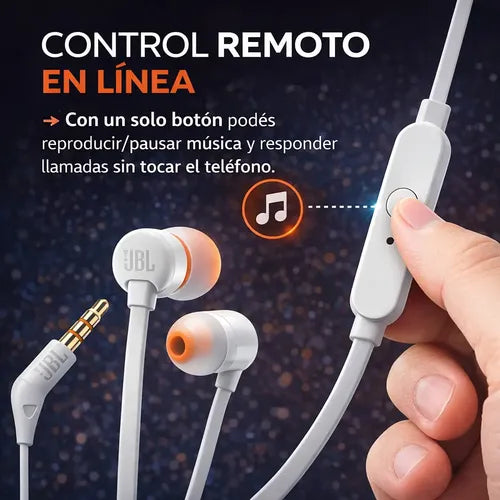 Audífonos JBL Tune 110 by Harman – In-Ear con Micrófono y Pure Bass