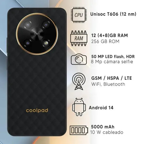Especificaciones del Coolpad C16: Unisoc T606, 12GB RAM, 256GB ROM, cámara de 50MP y batería de 5000mAh