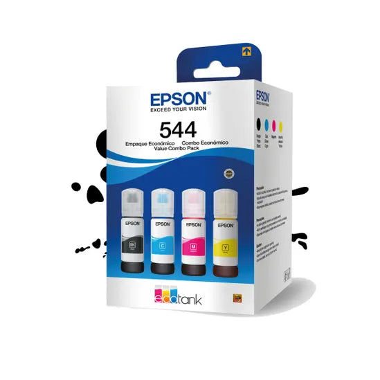 Pack 4 Tintas Epson 544 – Negro, Cian, Magenta y Amarillo 65ml c/u