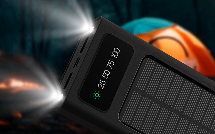 Power Bank Solar Xtech XPB-100 – 10,000mAh con Cables Integrados y Linterna LED
