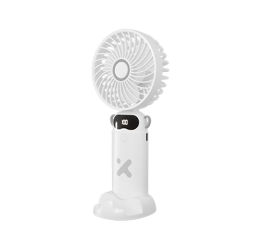 Ventilador portátil Xtech XTA-900 blanco con rejilla circular y pantalla digital
