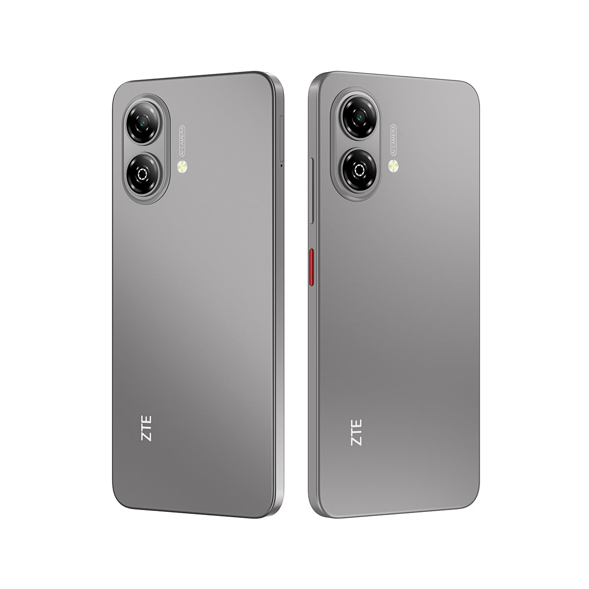 ZTE Blade A36E color gris con vistas frontal, lateral y trasera