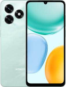 HONOR X5c en tono claro con pantalla y parte posterior visibles