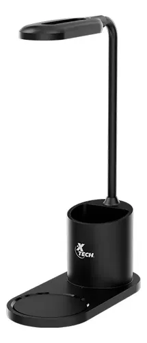 Stand para audífonos Xtech negro con portaplumas integrado - vista frontal