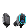 Cargador para auto Klip Xtreme PowerCar 100 KCC-100 con panel de extensión y cables conectados