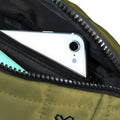 Cangurera Klip Xtreme verde olivo para llevar un celular y accesorios