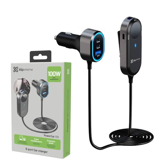 Puertos USB-C PD de 30 W, PD de 20 W y USB-A QC 3.0 del cargador Klip Xtreme KCC-100